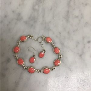 Coral bracelet and earrings